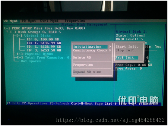 Dell R720系列做raid步骤（raid0，raid1,raid5和raid10）