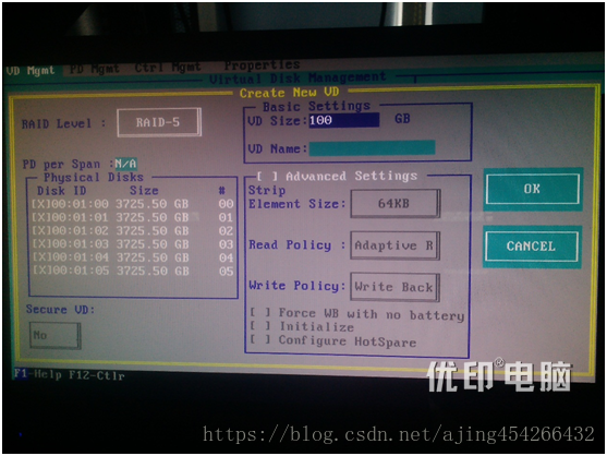 Dell R720系列做raid步骤（raid0，raid1,raid5和raid10）